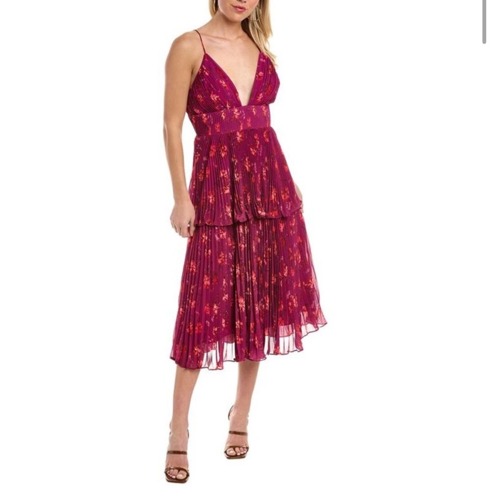 AMUR Catarina Pleated Midi Dress - Size 4